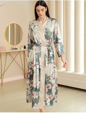 Длинный халат из шелка Mia-Amore MARYROSE 4189, Цвет: тимьян, Размеры: 2XL/3XL, изображение 4