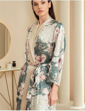 Длинный халат из шелка Mia-Amore MARYROSE 4189, Цвет: тимьян, Размеры: 2XL/3XL, изображение 3