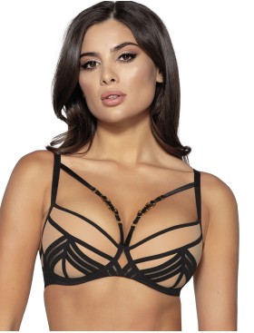 Бюстгальтер пуш-ап Novika UMA N01 PUSH UP beige, Цвет: чёрно-бежевый, Размеры: 75C, изображение 4