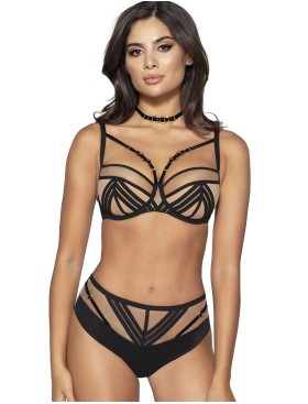 Трусы слипы Novika UMA figi beige, Цвет: чёрно-бежевый, Размеры: 3XL, изображение 3