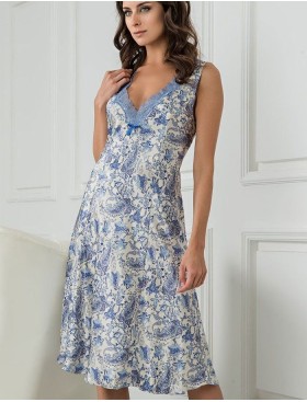 Длинная сорочка из шёлка Mia-Amore DOLCE VITA 5918, Цвет: бело-голубой, Размеры: 3XL