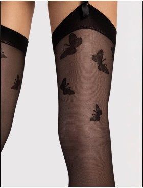 Чулки под пояс Fiore 4111/O FARFALLE 20 den черный, Цвет: черный, Размеры: 3