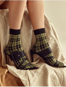 Носки в клетку Gabriella 520 BERRY canarinio 30 den, Цвет: жёлтый, Размеры: UN, изображение 2