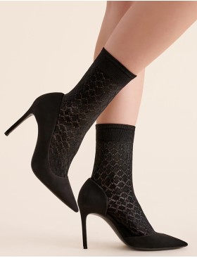 Ажурные носочки Gabriella 559 RESI nero 30 den, Цвет: чёрный, Размеры: UN