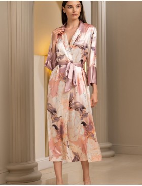 Длинный шёлковый халат Mia-Amore PEONY 4059, Цвет: мультицвет, Размеры: L/XL, изображение 3