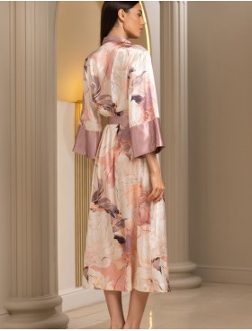 Длинный шёлковый халат Mia-Amore PEONY 4059, Цвет: мультицвет, Размеры: L/XL, изображение 2