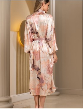 Шелковый халат с широким рукавом Mia-Amore PEONY 4219, Цвет: мультицвет, Размеры: L/XL, изображение 4