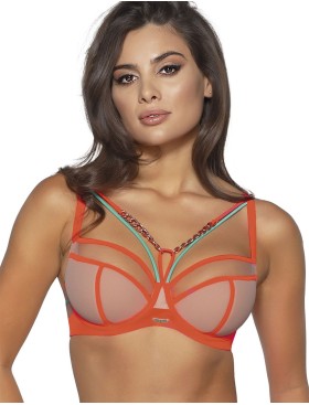 Полумягкий бюстгальтер с яркой окантовкой Novika MIA N02 PU Fluo, Цвет: оранж, Размеры: 70D, изображение 3