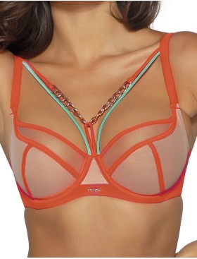 Мягкий бюстгальтер с яркой окантовкой Novika MIA N03 Fluo, Цвет: оранж, Размеры: 70I