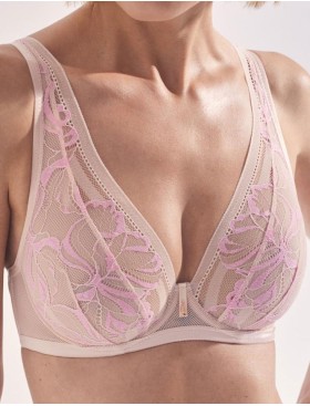 Кружевной бюстгальтер Alles GLOSSY IRIS M BRALETTE beige/pink, Цвет: бежевый, Размеры: 70D