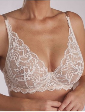 Кружевной бюстгальтер бралетт Kinga SAND ECRU 1127-SC, Цвет: экрю+телесный, Размеры: 75A