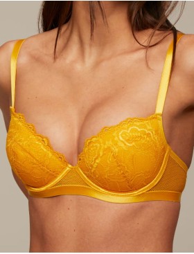 Бюстгальтер балконет пуш-ап Kinga SUNKISS 851-PU, Цвет: желтый, Размеры: 65E