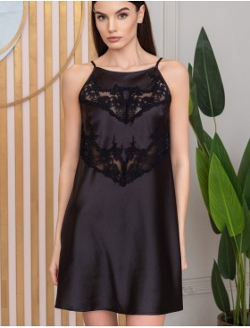 Шёлковая сорочка с кружевом Mia-Amore ADELINA 4171 черный, Цвет: черный, Размеры: XS