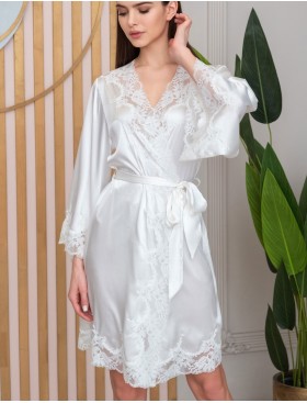 Шелковый запашной халат Mia-Amore ADELINA 4173 белый, Цвет: белый, Размеры: L/XL, изображение 3