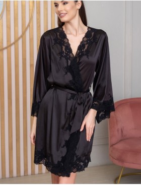 Шелковый запашной халат Mia-Amore ADELINA 4173 черный, Цвет: черный, Размеры: XS, изображение 3