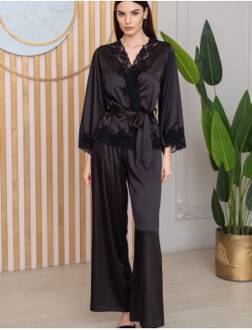 Комплект-тройка из шёлка Mia-Amore ADELINA 4176 черный, Цвет: черный, Размеры: M