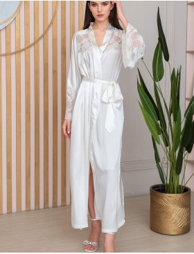 Халат из шёлка и кружева Mia-Amore ADELINA 4179 белый, Цвет: белый, Размеры: 2XL/3XL