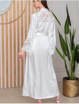 Халат из шёлка и кружева Mia-Amore ADELINA 4179 белый, Цвет: белый, Размеры: 2XL/3XL, изображение 2