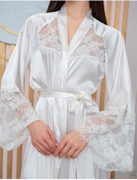 Халат из шёлка и кружева Mia-Amore ADELINA 4179 белый, Цвет: белый, Размеры: 2XL/3XL, изображение 3