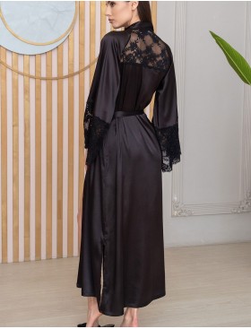 Халат из шёлка и кружева Mia-Amore ADELINA 4179 черный, Цвет: черный, Размеры: S/M, изображение 2