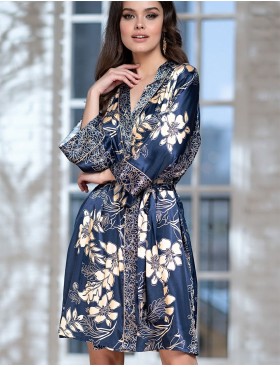 Короткий атласный халат Mia-Amore BLUE-MARINE 8443, Цвет: блюмарин, Размеры: L/XL, изображение 3