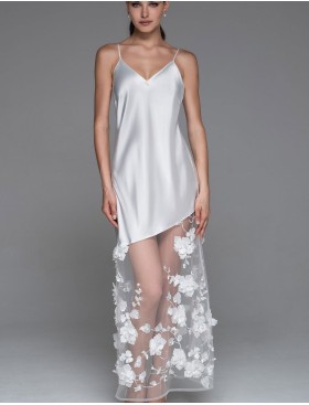 Шелковая сорочка с объемными цветами Mia-Amore FLORINDA 4278 белый, Цвет: белый, Размеры: XS