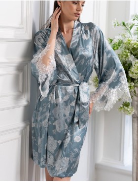 Халат кимоно из шелка и кружева Mia-Amore NINELLE 4253 мятный, Цвет: мятный, Размеры: L/XL