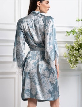 Халат кимоно из шелка и кружева Mia-Amore NINELLE 4253 мятный, Цвет: мятный, Размеры: L/XL, изображение 2