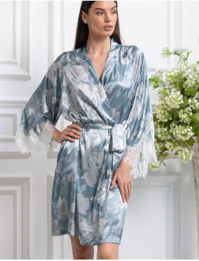 Халат кимоно из шелка и кружева Mia-Amore NINELLE 4253 мятный, Цвет: мятный, Размеры: L/XL, изображение 4