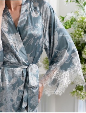 Халат кимоно из шелка и кружева Mia-Amore NINELLE 4253 мятный, Цвет: мятный, Размеры: L/XL, изображение 5