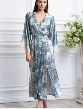 Длинный шелковый халат Mia-Amore NINELLE 4259 мятный, Цвет: мятный, Размеры: 2XL/3XL