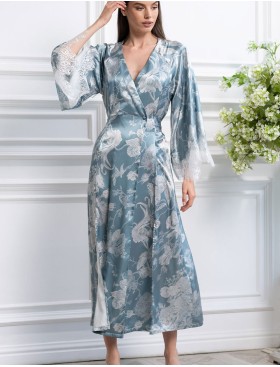 Длинный шелковый халат Mia-Amore NINELLE 4259 мятный, Цвет: мятный, Размеры: 2XL/3XL, изображение 3