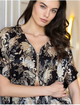 Шелковое платье-туника Mia-Amore YASMINA 3668, Цвет: черный, Размеры: 4XL/5XL, изображение 2