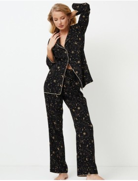 Пижама женская с брюками Aruelle ALEXANDRA, Цвет: черный, Размеры: M, изображение 2