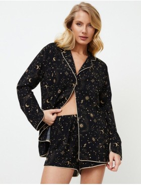 Пижама женская с шортами Aruelle ALEXANDRA, Цвет: черный, Размеры: S