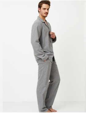 Мужская пижама из фланели Aruelle CARL, Цвет: серый, Размеры: L, изображение 2