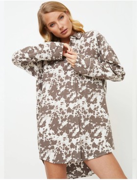 Сорочка-рубашка из вискозы Aruelle CINNAMON, Цвет: латте/молочный, Размеры: XS