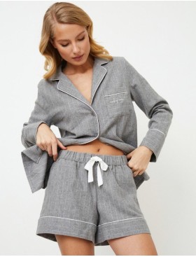 Фланелевая пижама с шортами Aruelle CLARA, Цвет: серый, Размеры: L