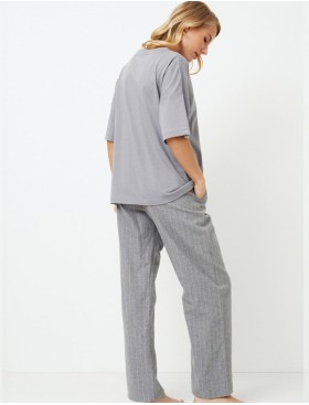 Пижама женская с фланелевыми брюками Aruelle CORY, Цвет: серый, Размеры: L, изображение 3