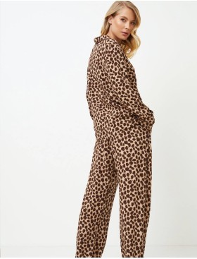 Леопардовая пижама с брюками Aruelle SUSAN, Цвет: кофейный, Размеры: XS, изображение 3