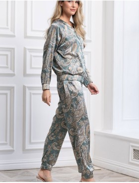 Шёлковый костюм бомбер с брюками Mia-Amore DONATELLA 3076 изумрудный, Цвет: изумрудный, Размеры: M, изображение 4