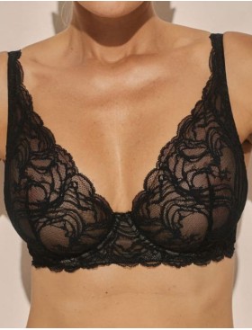 Кружевной бюстгальтер бралетт Kinga SAND BLACK 1127-SC, Цвет: черный, Размеры: 75C