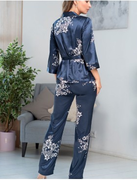 Комплект тройка из натурального шелка Mia-Amore ALEXANDRIA 3575, Цвет: темно-синий, Размеры: M, изображение 4