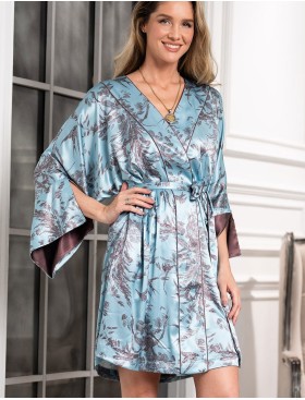Шелковый халат кимоно Mia-Amore PROSECCO 4223, Цвет: бирюзовый, Размеры: 2XL/3XL