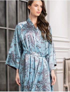 Шелковый длинный халат Mia-Amore PROSECCO 4229, Цвет: бирюзовый, Размеры: 2XL/3XL, изображение 3