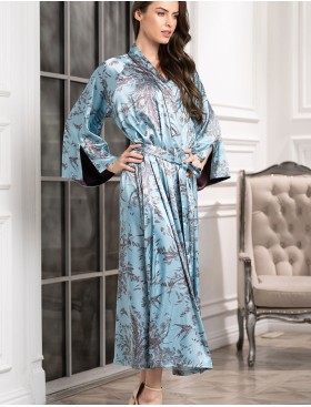 Шелковый длинный халат Mia-Amore PROSECCO 4229, Цвет: бирюзовый, Размеры: 2XL/3XL, изображение 4