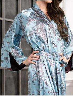 Шелковый длинный халат Mia-Amore PROSECCO 4229, Цвет: бирюзовый, Размеры: 2XL/3XL, изображение 5