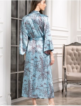 Шелковый длинный халат Mia-Amore PROSECCO 4229, Цвет: бирюзовый, Размеры: 2XL/3XL, изображение 2
