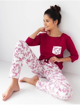 Хлопковая пижама Sensis ALEXANDRA, Цвет: бордовый, Размеры: M