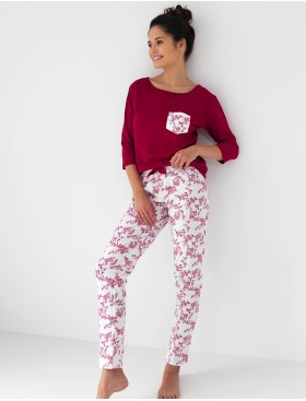 Хлопковая пижама Sensis ALEXANDRA, Цвет: бордовый, Размеры: M, изображение 2